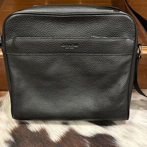 Coach Pebbled Black Leather Charles Camera Bag